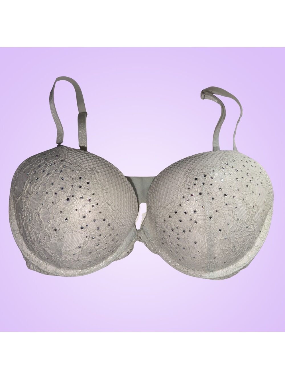 Victoria’s Secret Bombshell Rhinestone Lace Push-Up Bra Size 34D